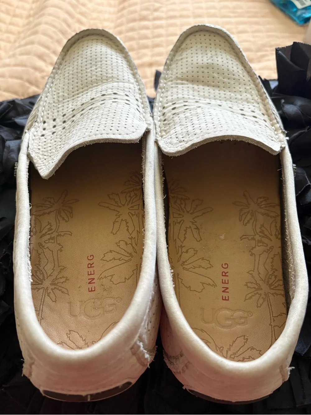 UGG Men's White Perforated Leather Slip-On Loafers